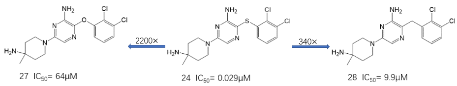 图36 硫醚连接臂的SAR