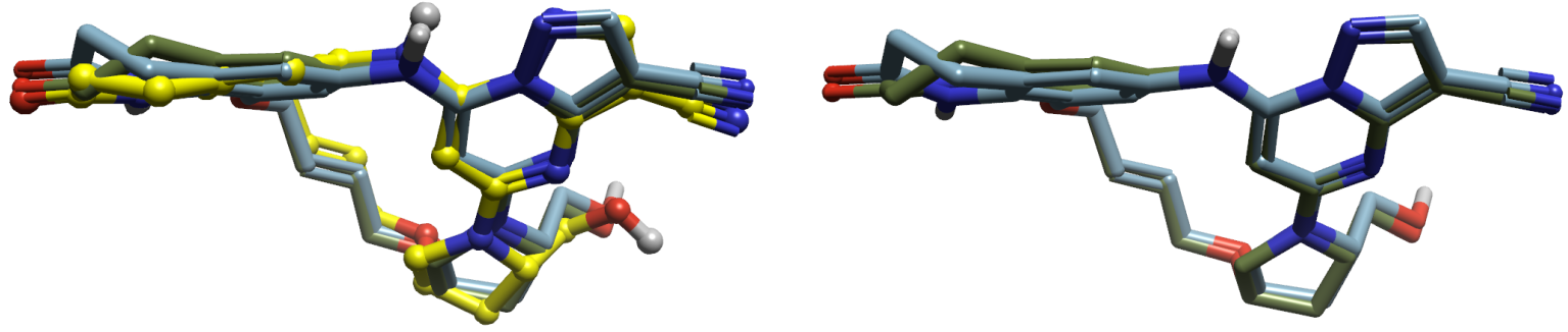 化合物11的构象C、D与生物活性构象的叠合