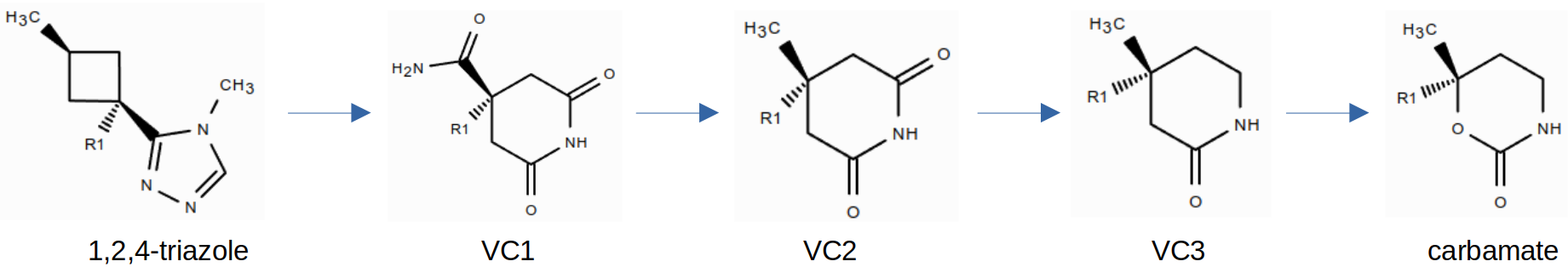 从1,2,4-三氮唑到氨基甲酸酯的基团替换设计过程