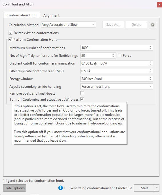Flare XedeX构象搜索参数
