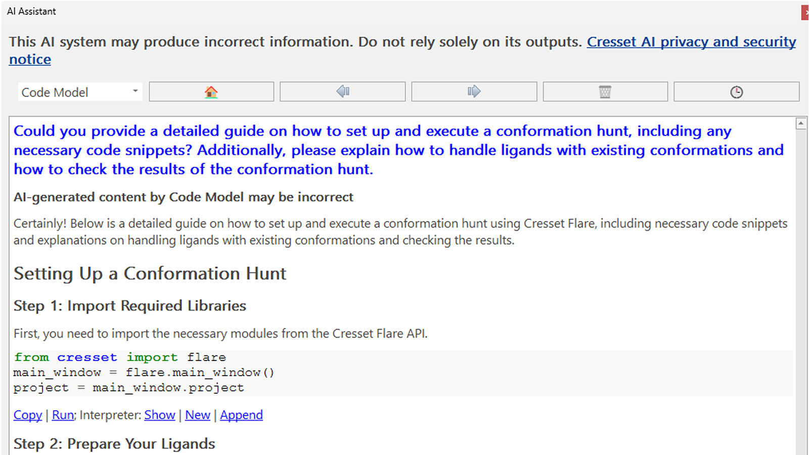 一个表述清晰的查询及其 AI 助手的响应示例