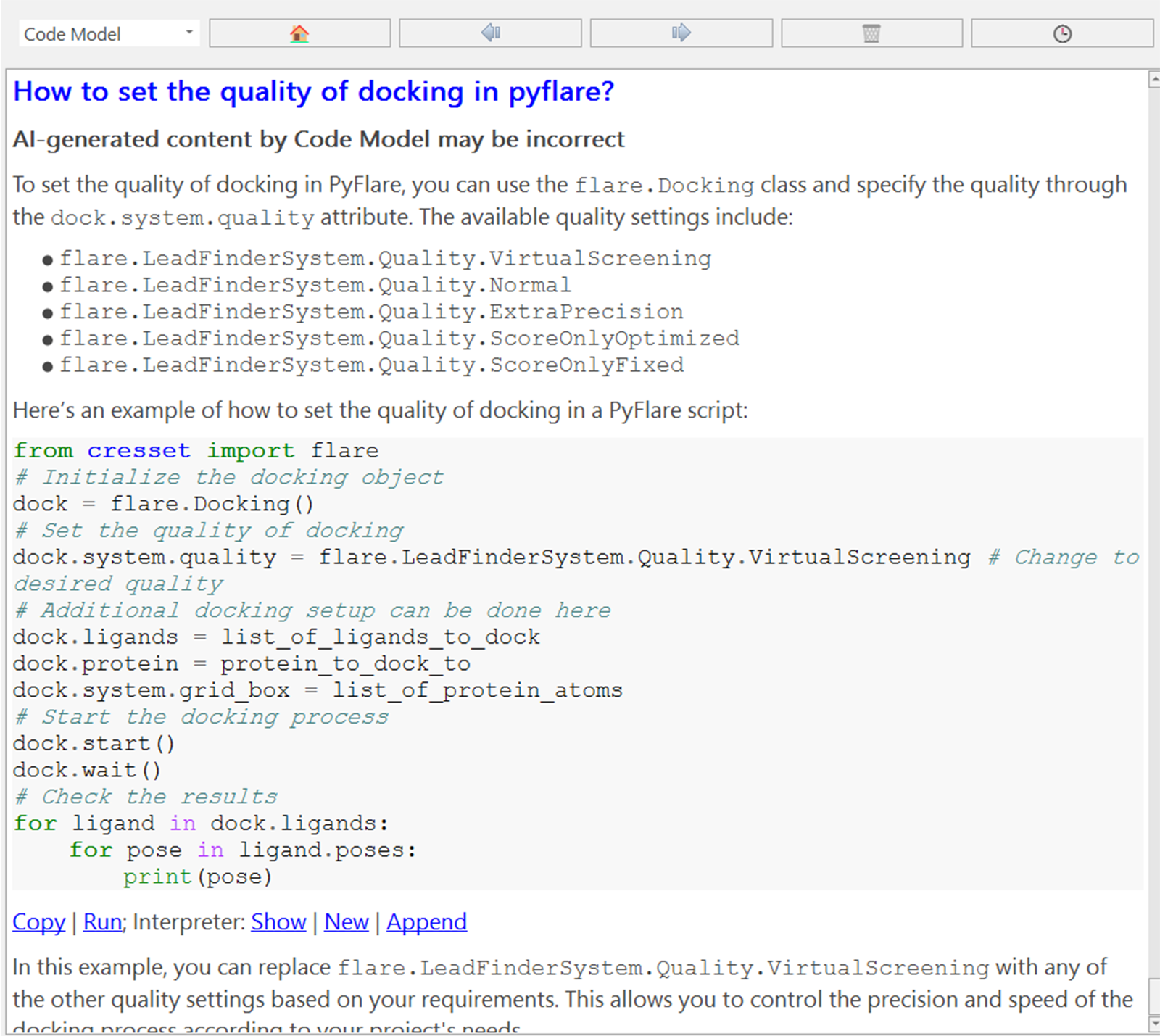 使用聚焦查询向 AI 助手确认对接质量设置