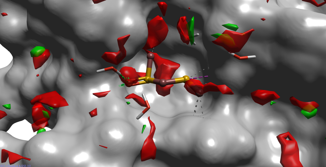 PDB 1D7I的apo-GIST水合自由能分布
