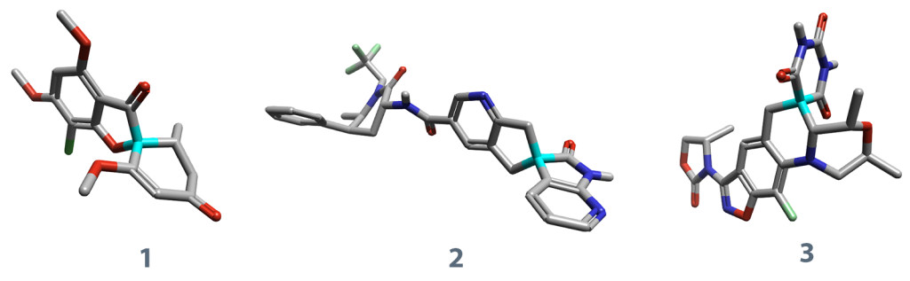 The structures of Griseofulvin (1), Ubrogepant (2) and ETX0914 (3)
